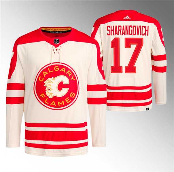 Men%27s Calgary Flames #17 Yegor Sharangovich 2023 Cream Classic Primegreen Stitched Jersey Dzhi->calgary flames->NHL Jersey